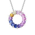 Lab-Grown Multicolor Gemstone Wreath Necklace 925 Sterling Silver - White Background