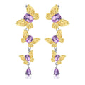 Amethyst Butterfly Earrings 925 Sterling Silver (wearing effect view)