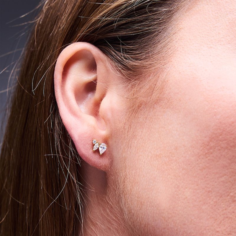 Close-up of the Moissanite setting on these earrings