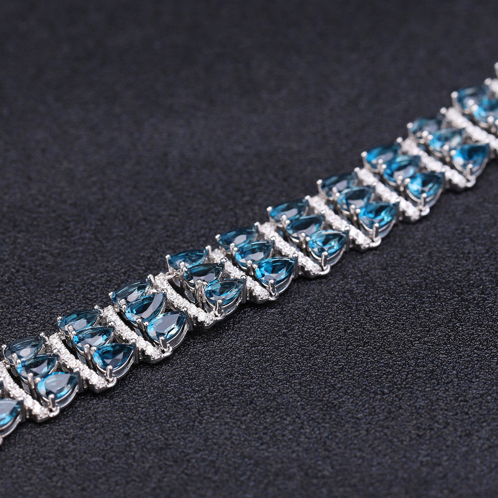 Topaz Multi-Stone Bracelet 925 Sterling Silver (gemstone setting detail)