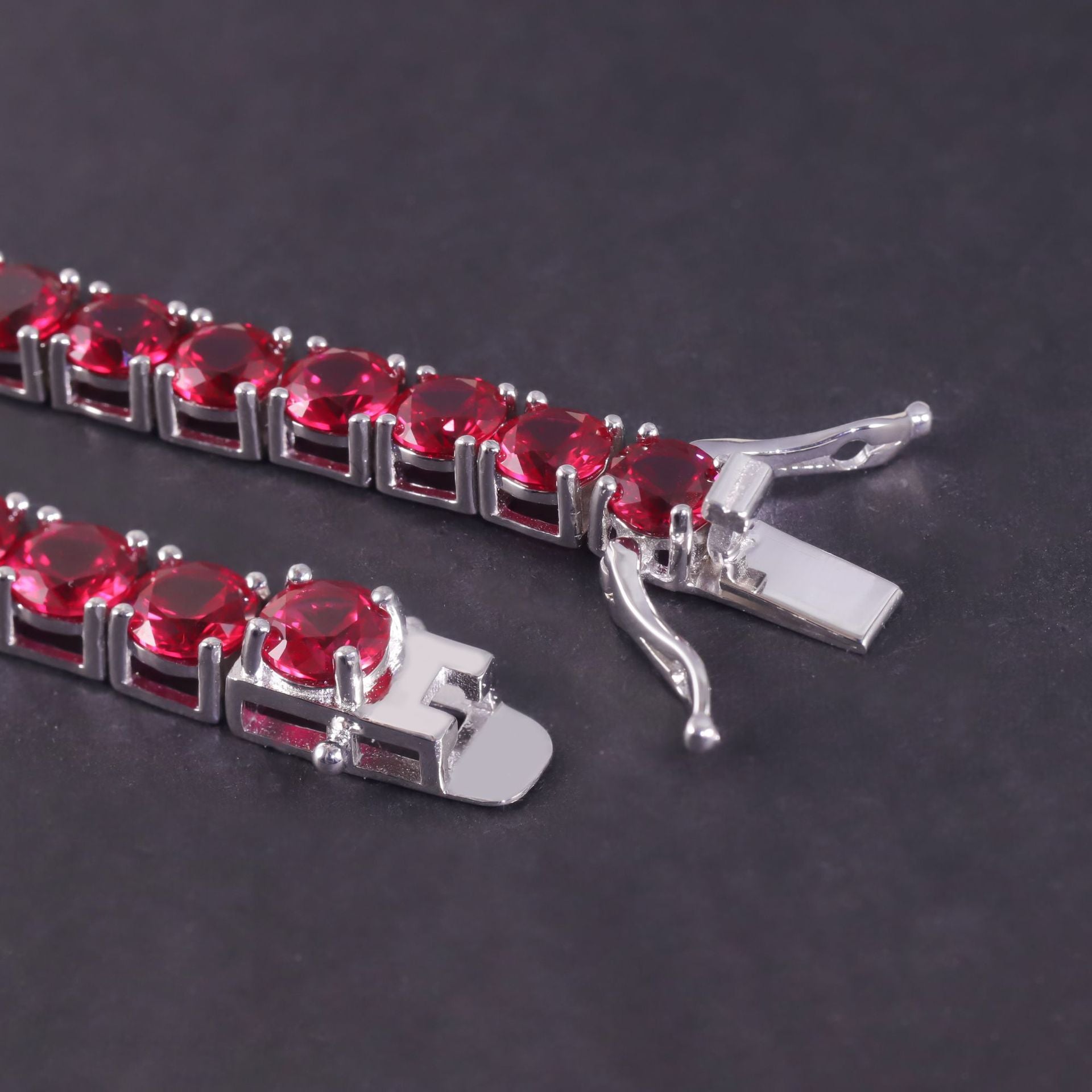 5mm Lab-Grown Ruby Bracelet worn for scale and styling reference