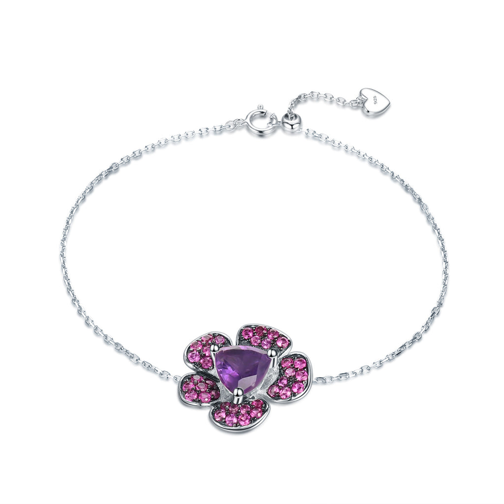 Amethyst Floral Bracelet 925 Sterling Silver