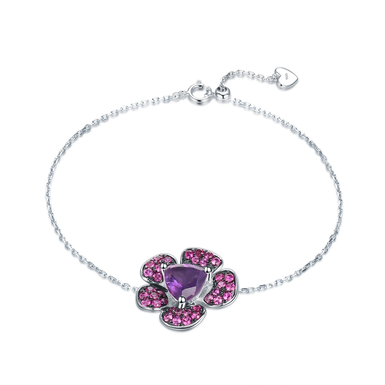Amethyst Floral Bracelet 925 Sterling Silver