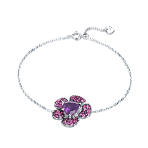 Amethyst Floral Bracelet 925 Sterling Silver
