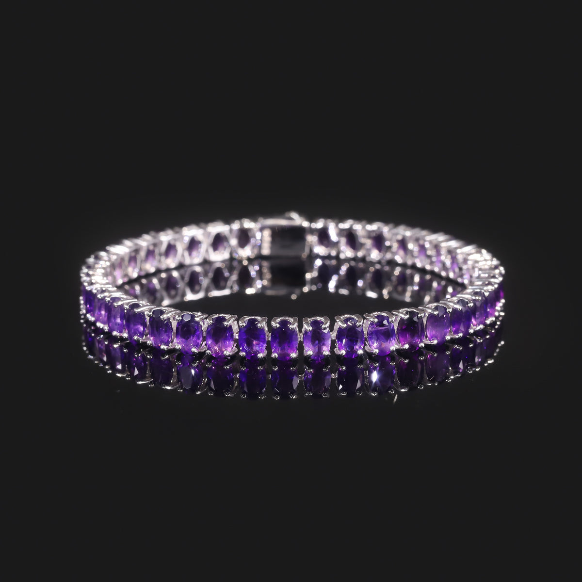 Amethyst Tennis Bracelet 925 Sterling Silver (wearing effect view)