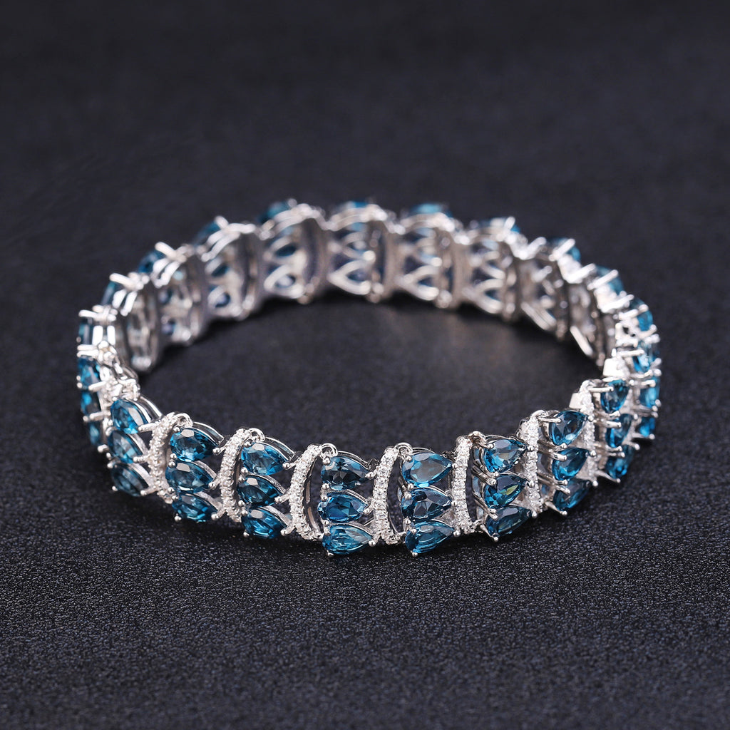 Topaz Multi-Stone Bracelet 925 Sterling Silver (design detail close-up)