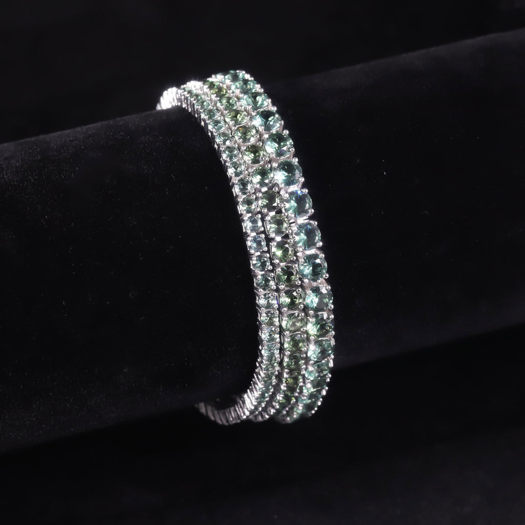 Lab-Grown Ruby 3/4/5mm Tennis Bracelet 925 Sterling Silver (gemstone setting detail)