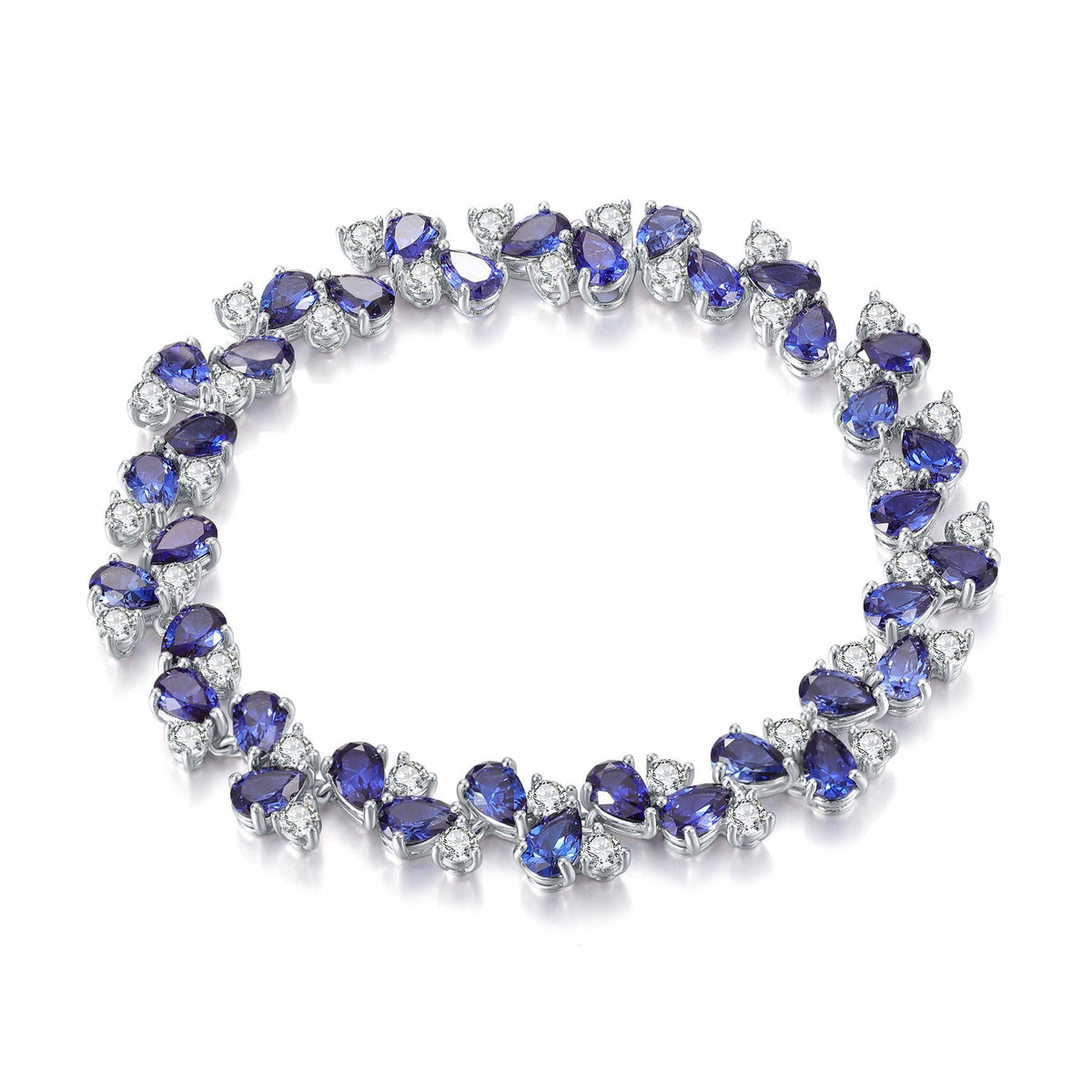 Lab-Grown Blue Sapphire Luxury Bracelet 925 Sterling Silver