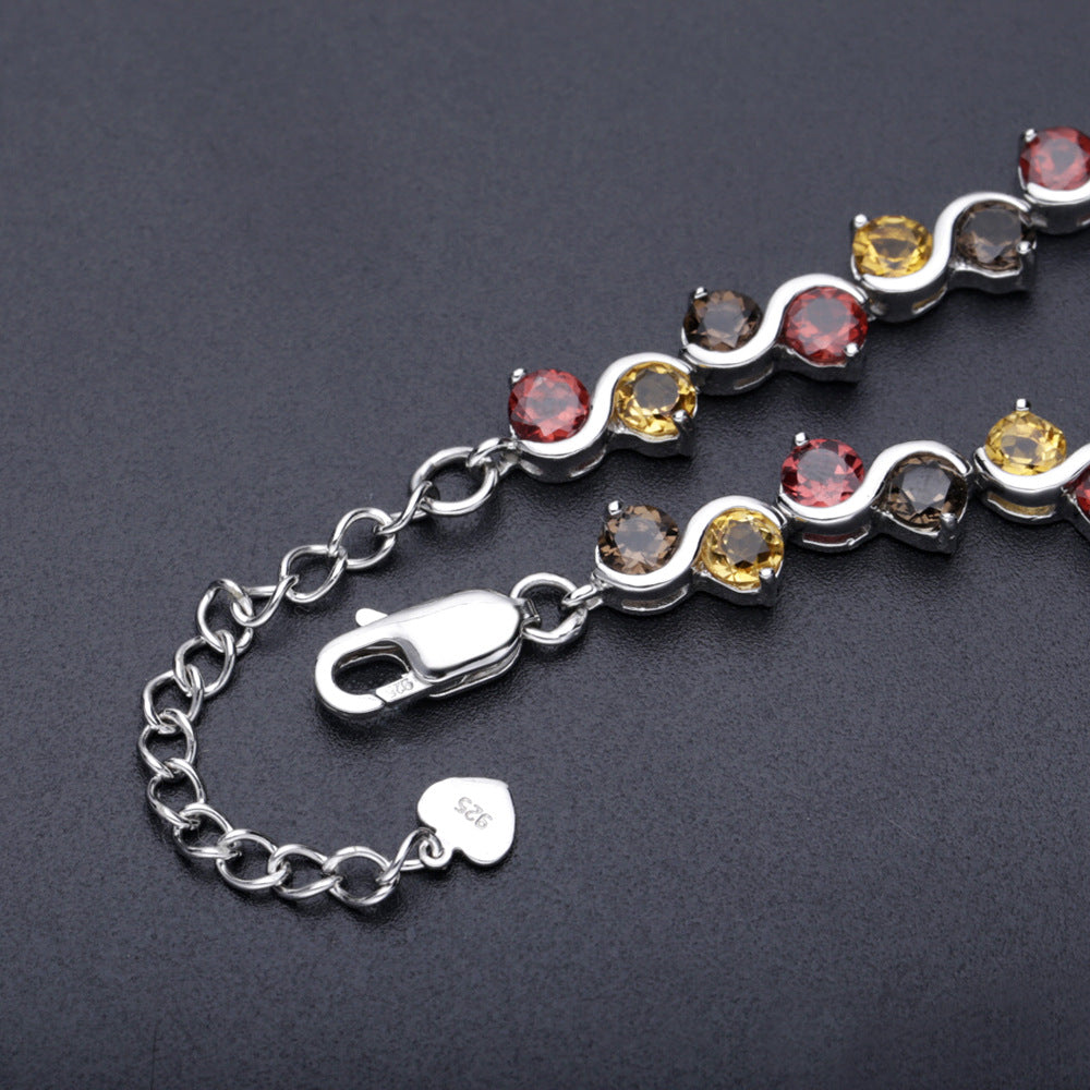 Gemstones Designer Bracelet 925 Sterling Silver (wearing effect view)