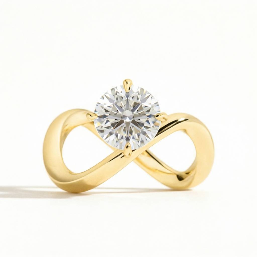 2CT White Lab-Grown Diamond Infinity Ring on Gold-tone 925 Sterling Silver Band