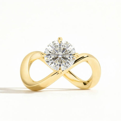 2CT White Lab-Grown Diamond Infinity Ring on Gold-tone 925 Sterling Silver Band