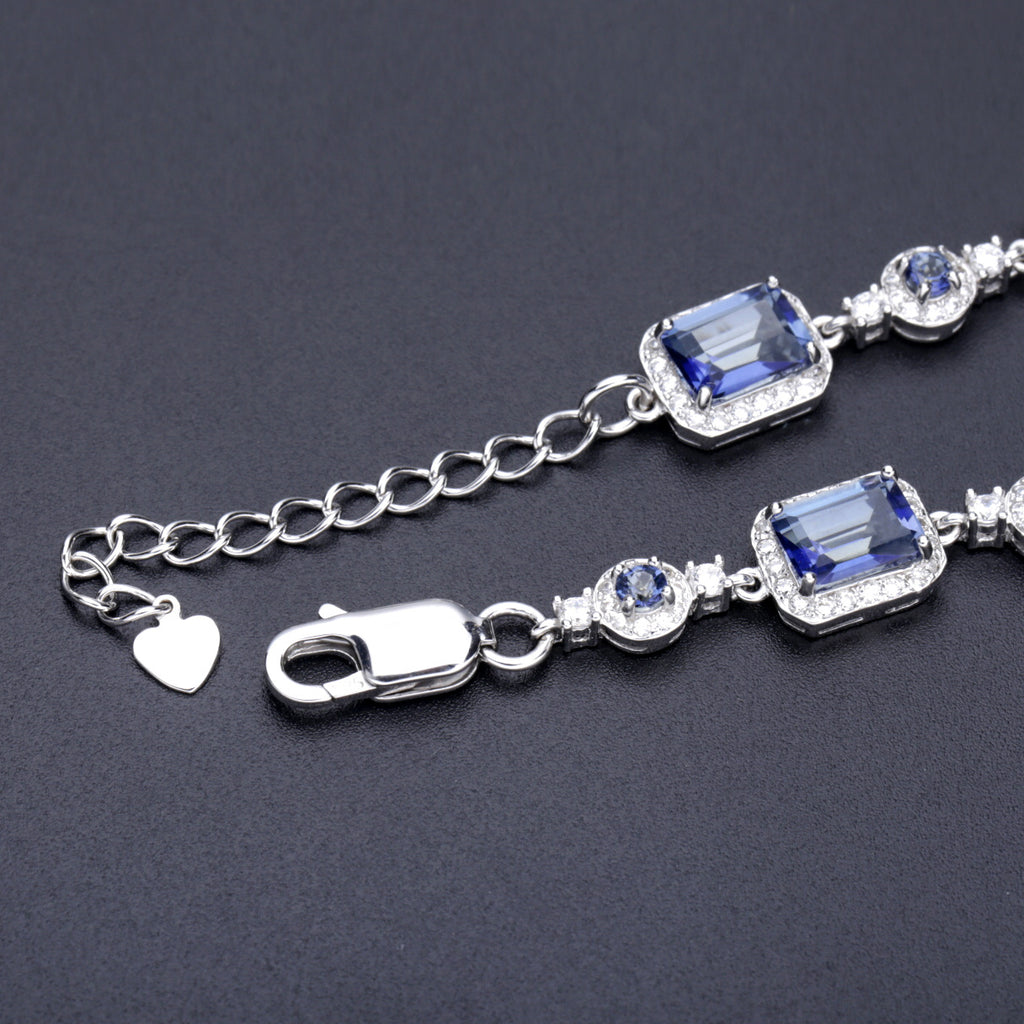 Natural Gemstone Designer Bracelet 925 Sterling Silver (wearing effect view)