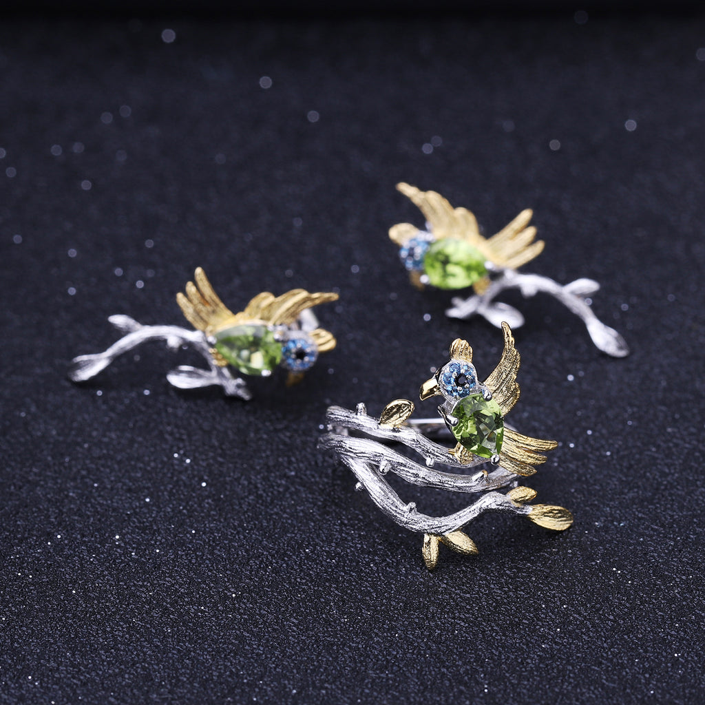 London Blue Topaz Magpie Earrings 925 Sterling Silver (side profile view)
