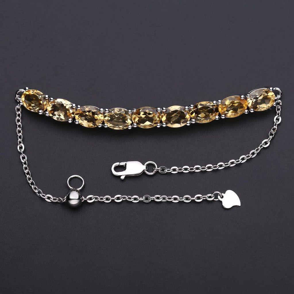 Citrine Luxury Bracelet 925 Sterling Silver (gemstone setting detail)