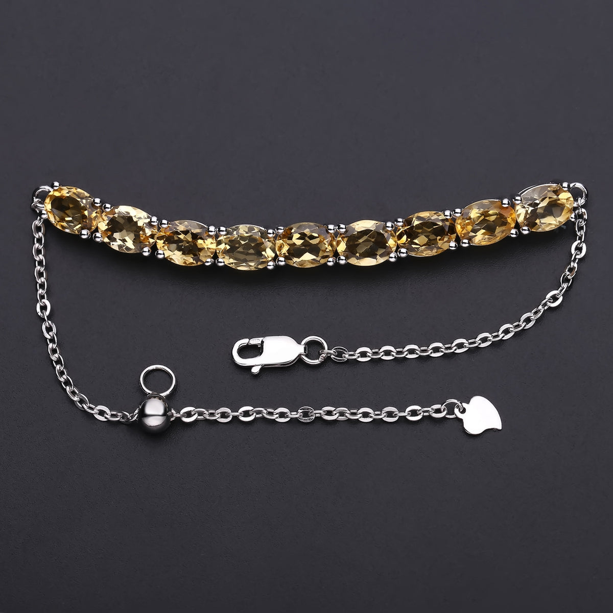 Citrine Luxury Bracelet 925 Sterling Silver (gemstone setting detail)