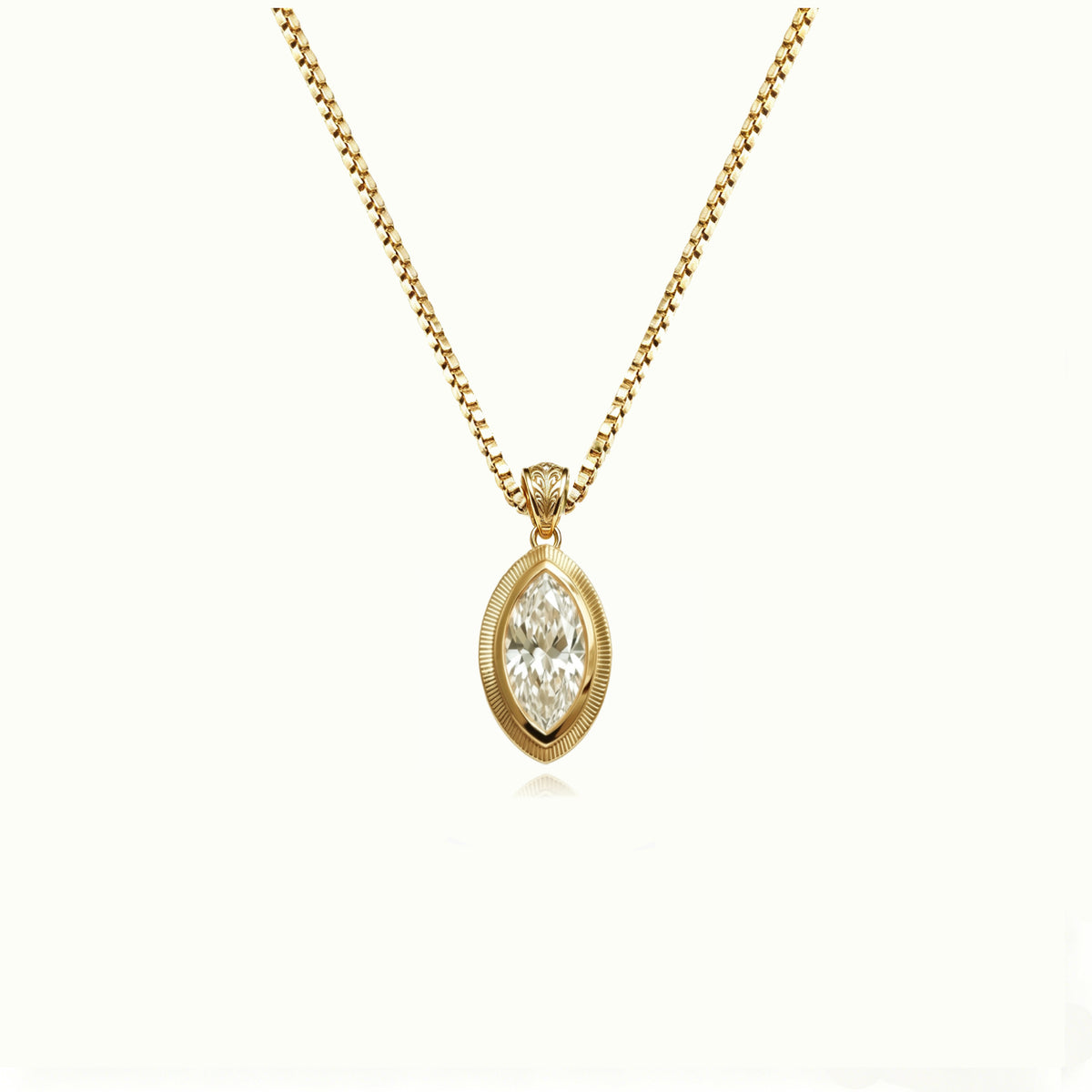 Vintage Moissanite Pendant Necklace 925 Sterling Silver 3ct/5ct - Marquise Pendant