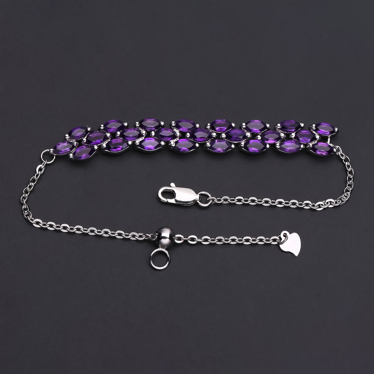 Amethyst Designer Bracelet 925 Sterling Silver (wearing effect view)