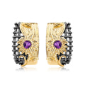 Amethyst Floral Earrings 925 Sterling Silver