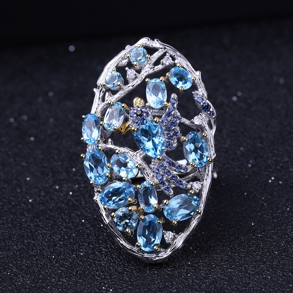 Close-up of the Topaz setting on this ring