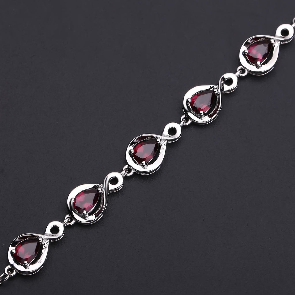 Gemstones Heart Bracelet 925 Sterling Silver (gemstone setting detail)