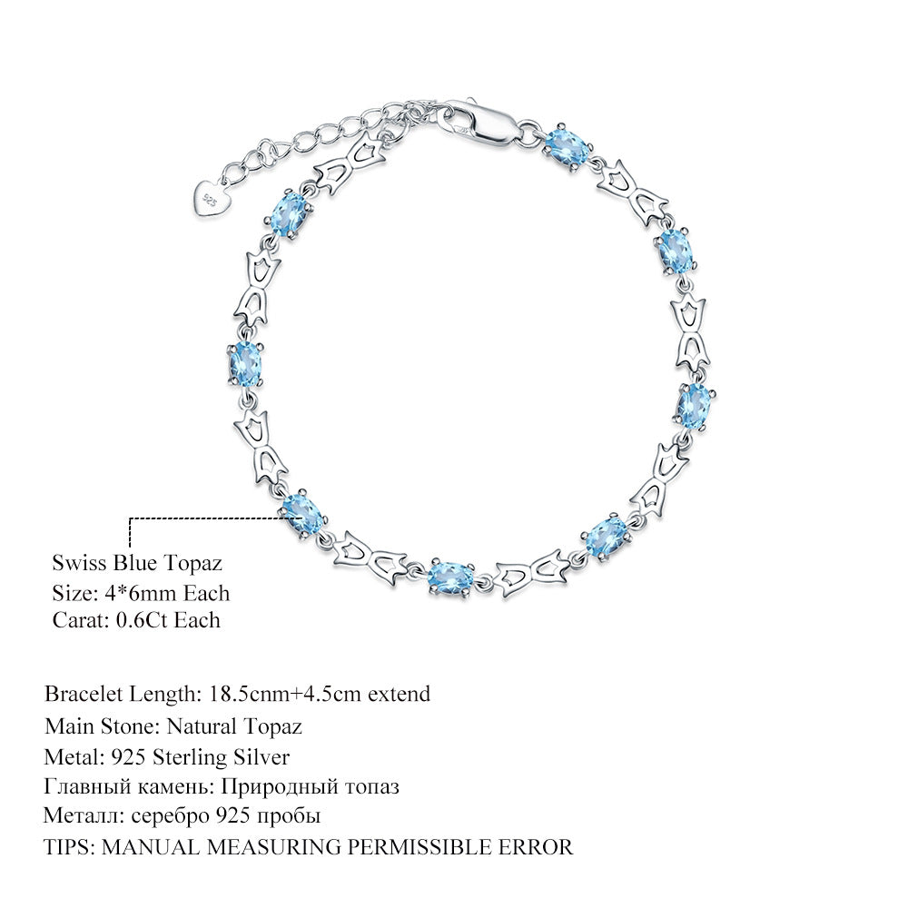 Topaz Designer Bracelet 925 Sterling Silver (side profile view)