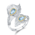 Multicolor Natural Gemstones Nature-Inspired Adjustable Ring 925 Sterling Silver (wearing effect view)