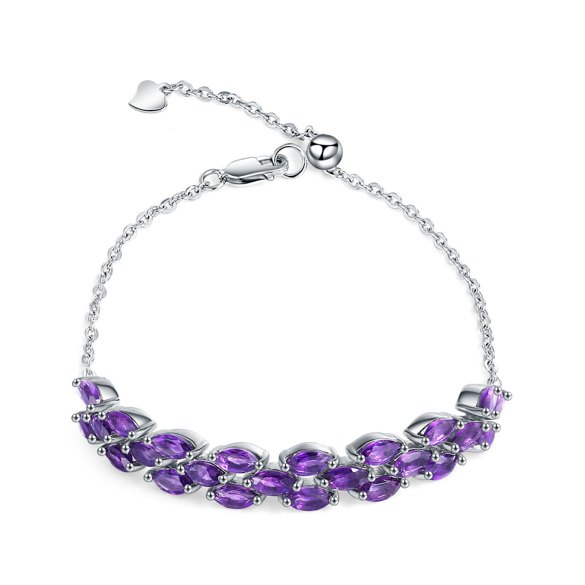 Amethyst Designer Bracelet 925 Sterling Silver (side profile view)