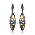 Rose Garnet Floral Earrings 925 Sterling Silver (wearing effect view)