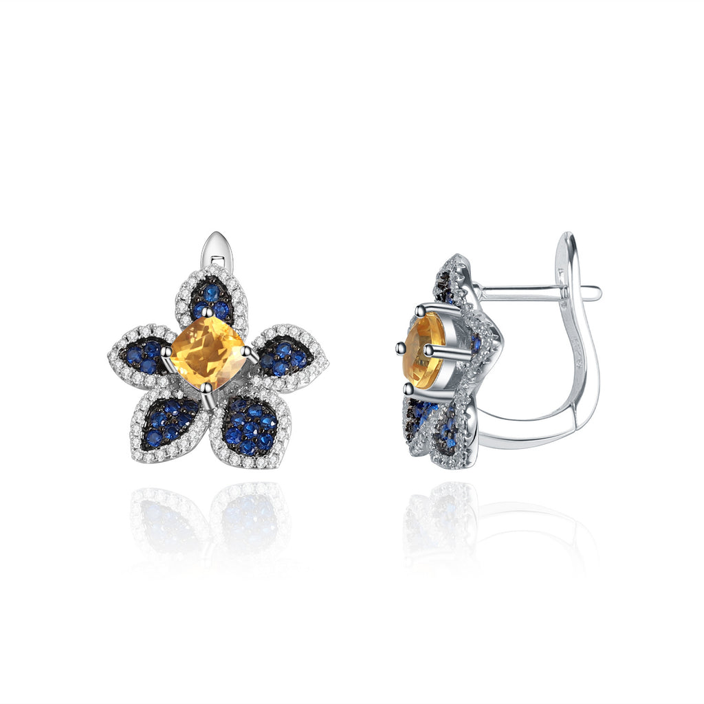 Citrine Floral Earrings 925 Sterling Silver