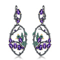 Natural Gemstone Birds Among the Branches Earrings 925 Sterling Silver (wearing effect view)