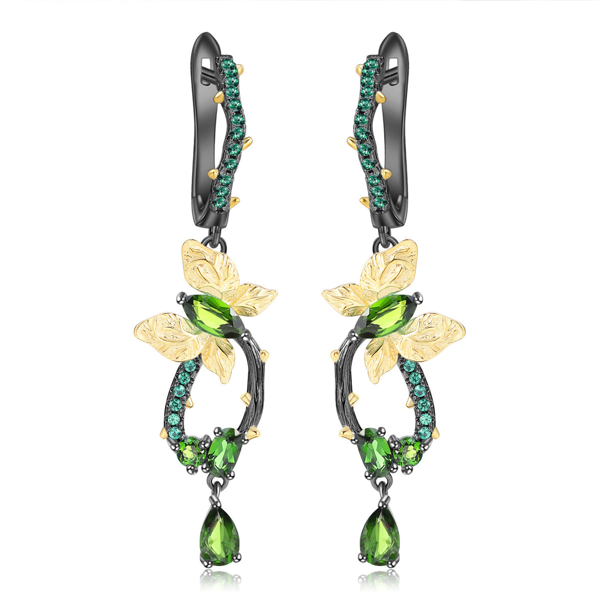 Diopside Butterfly Earrings 925 Sterling Silver
