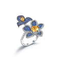 Citrine Floral Ring 925 Sterling Silver