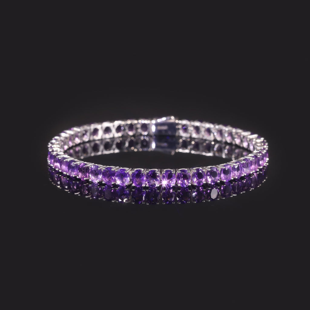 Amethyst Tennis Bracelet 925 Sterling Silver (gemstone setting detail)