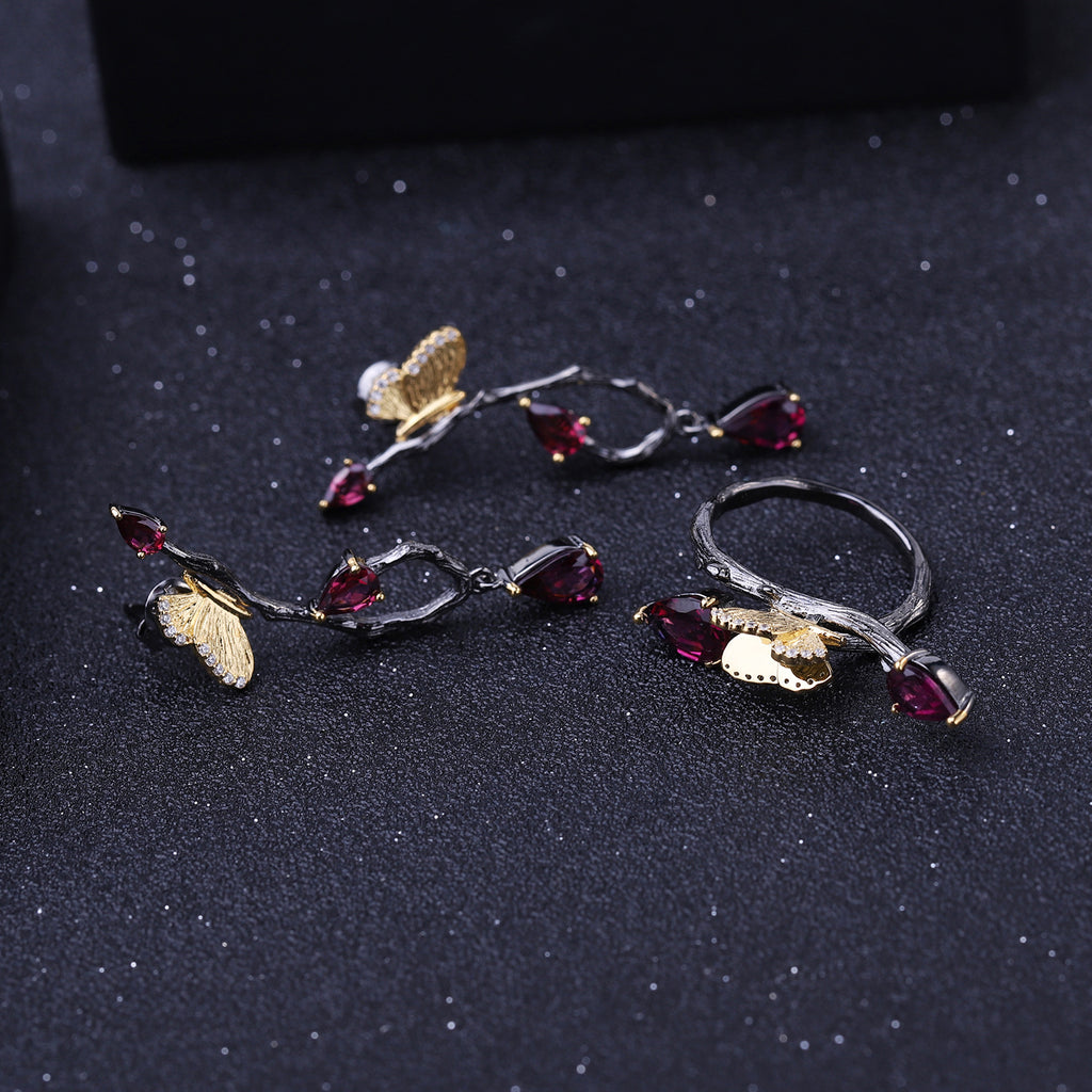 Topaz Butterfly Earrings 925 Sterling Silver (side profile view)