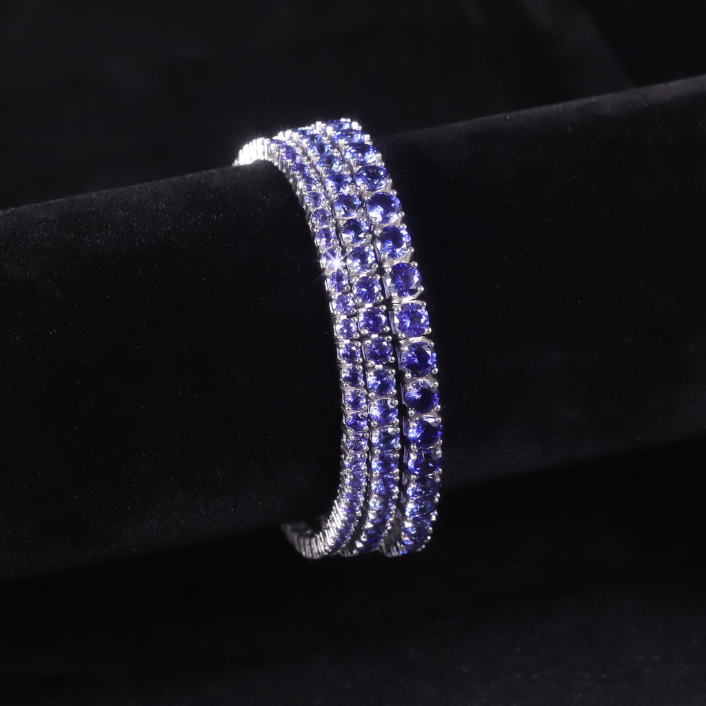 3/4/5mm Lab-Grown Blue Sapphire Tennis Bracelet 925 Sterling Silver