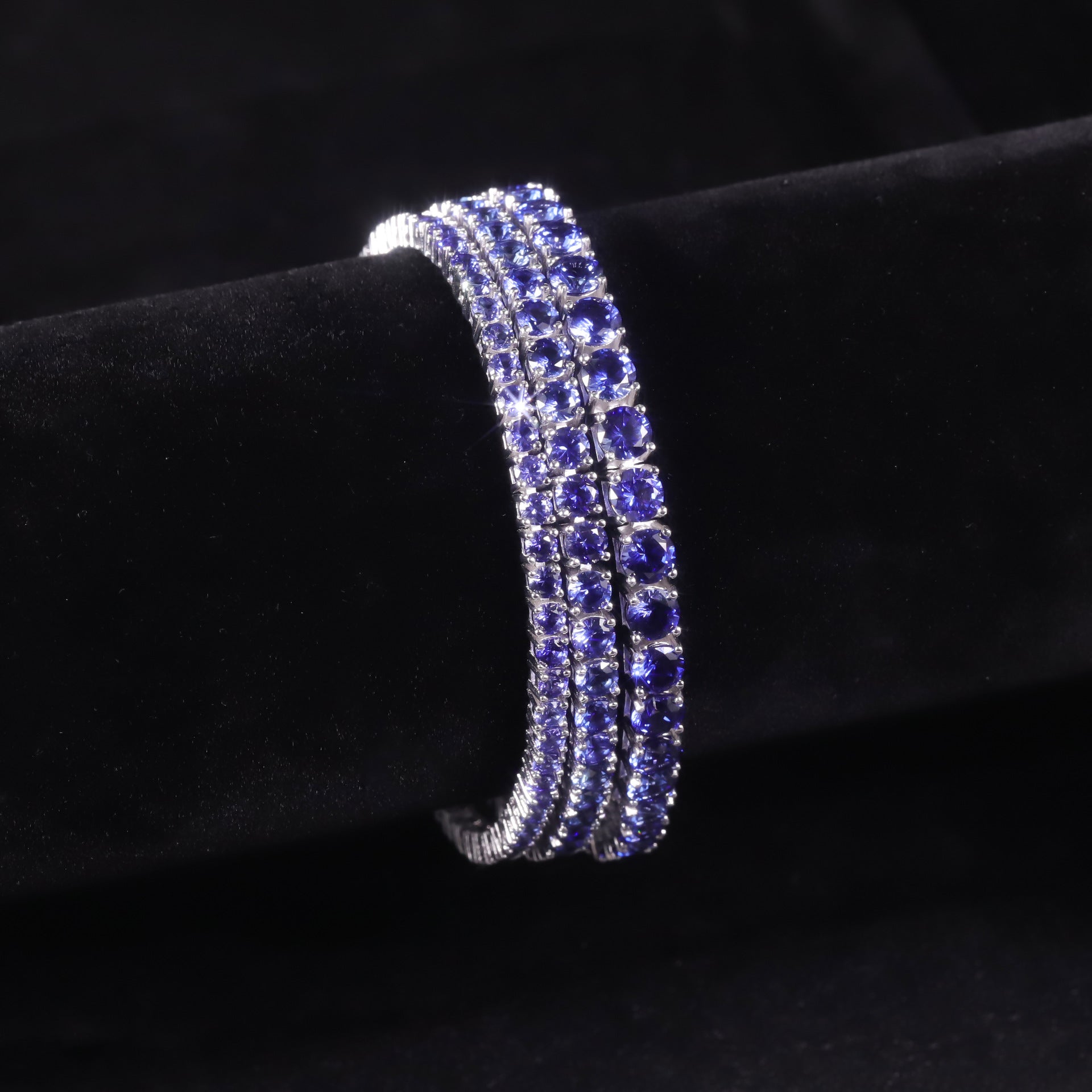 3/4/5mm Lab-Grown Blue Sapphire Tennis Bracelet 925 Sterling Silver