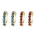 Natural Garnet Stud Earrings 925 Sterling Silver 14K Gold Plated
