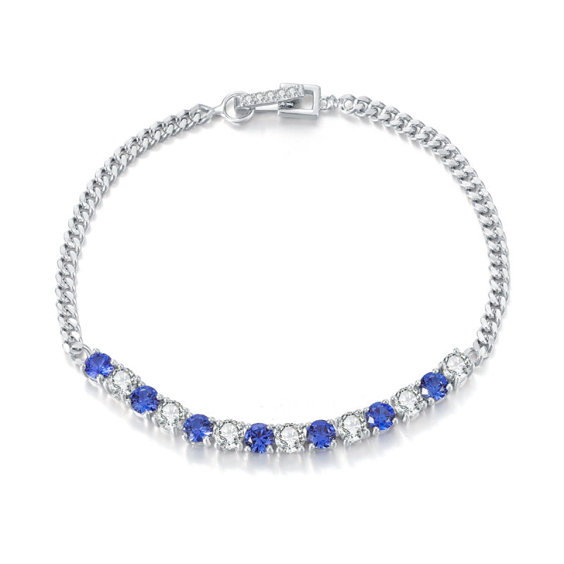 Lab-Grown Blue Sapphire Elegant Bracelet 925 Sterling Silver