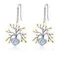 Topaz Tree of Life Earrings 925 Sterling Silver