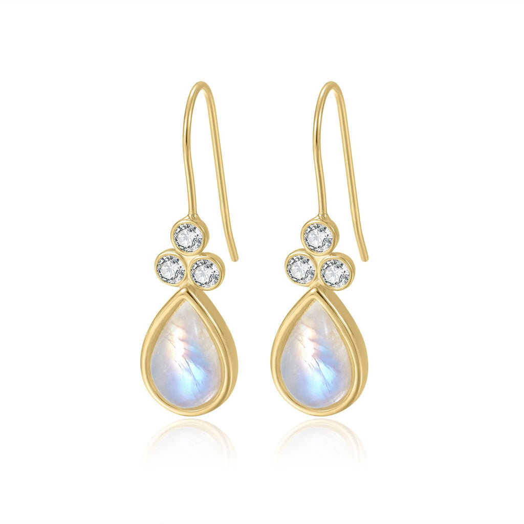 Natural Moonstone Teardrop Earrings 925 Sterling Silver