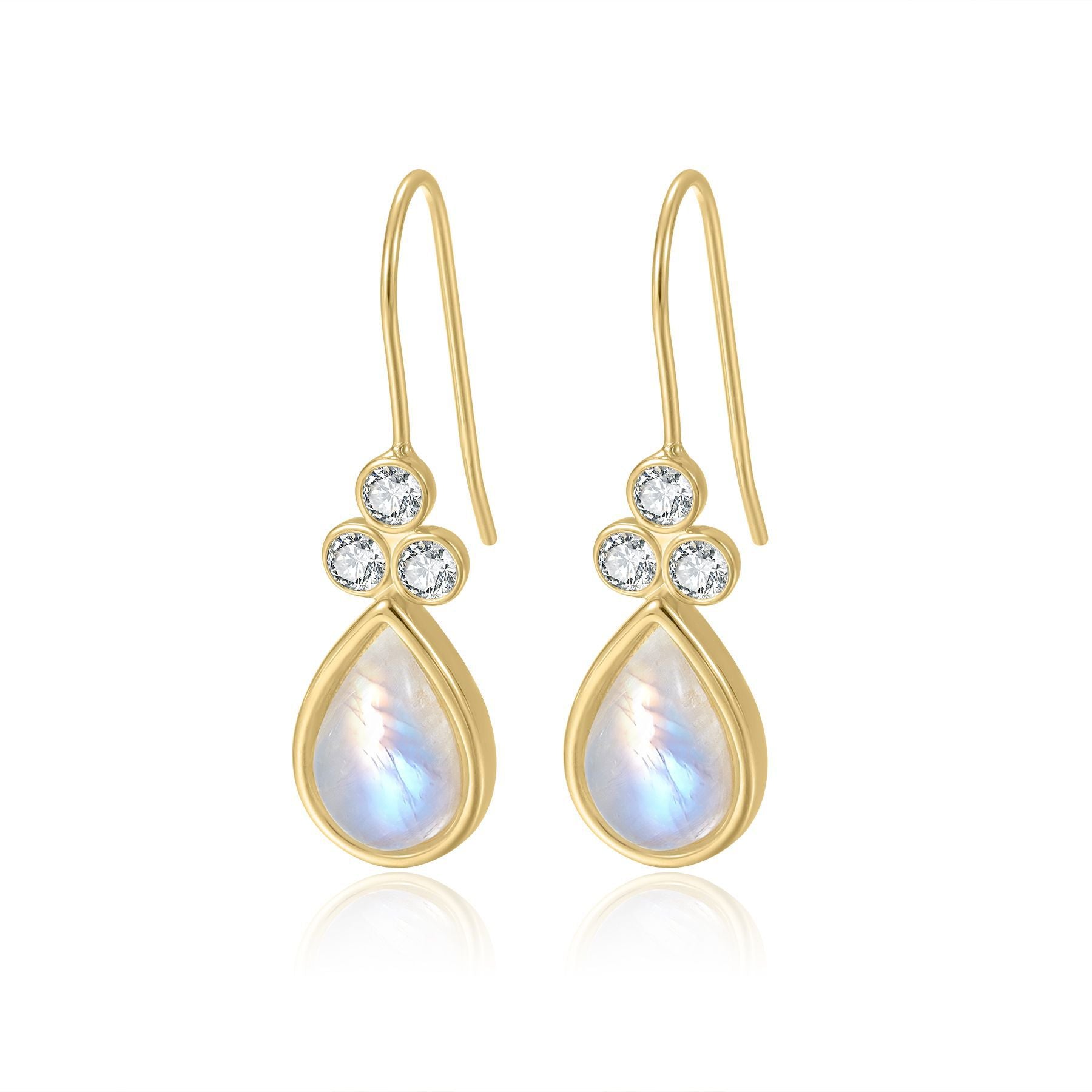 Natural Moonstone Teardrop Earrings 925 Sterling Silver