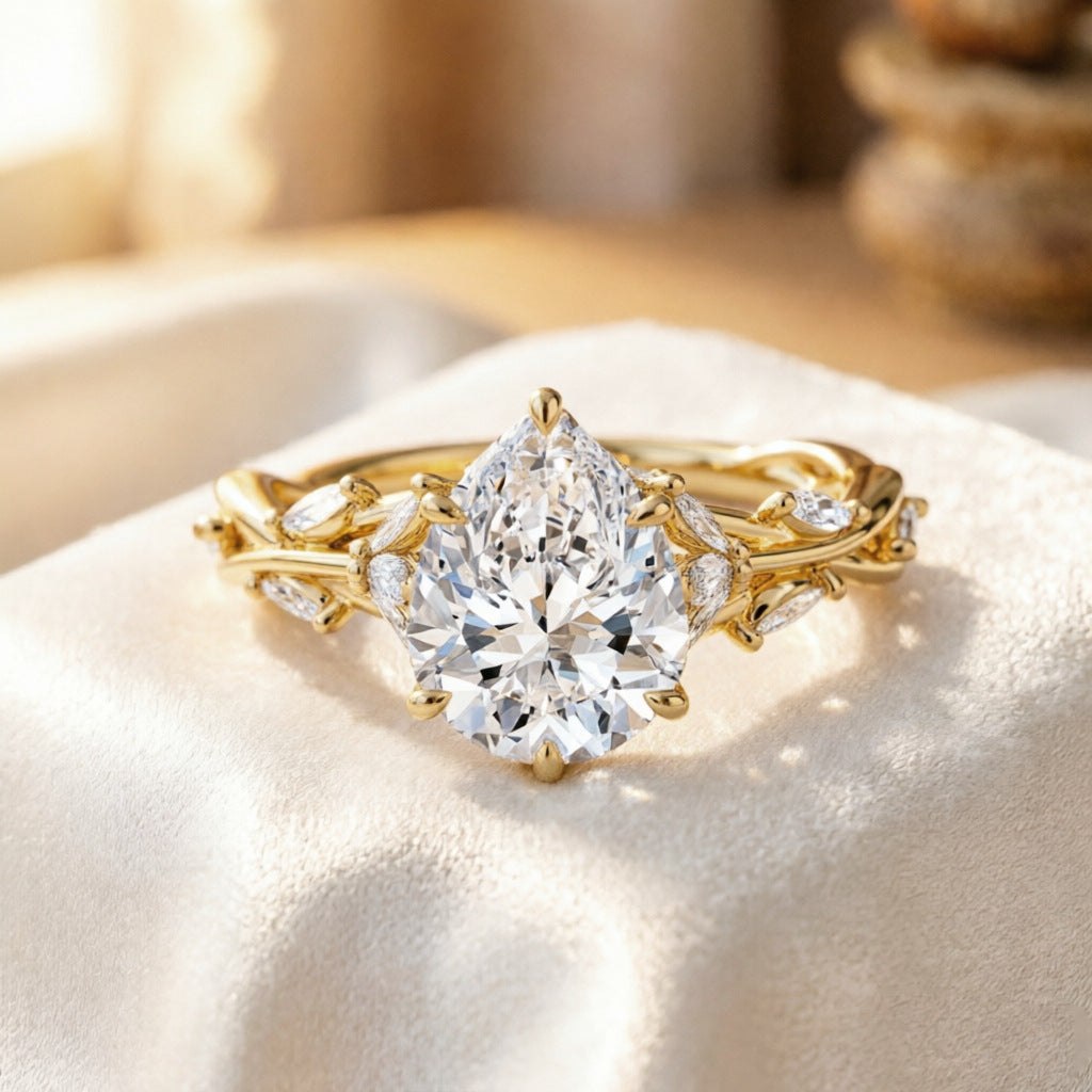 2ct / 2.18ct Pink Lab-Grown Diamond Floral Ring 925 Sterling Silver - Side View