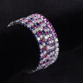 Lab-Grown Blue Sapphire 3/4/5mm Tennis Bracelet 925 Sterling Silver