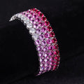 Lab-Grown Ruby 3/4/5mm Tennis Bracelet 925 Sterling Silver (wearing effect view)