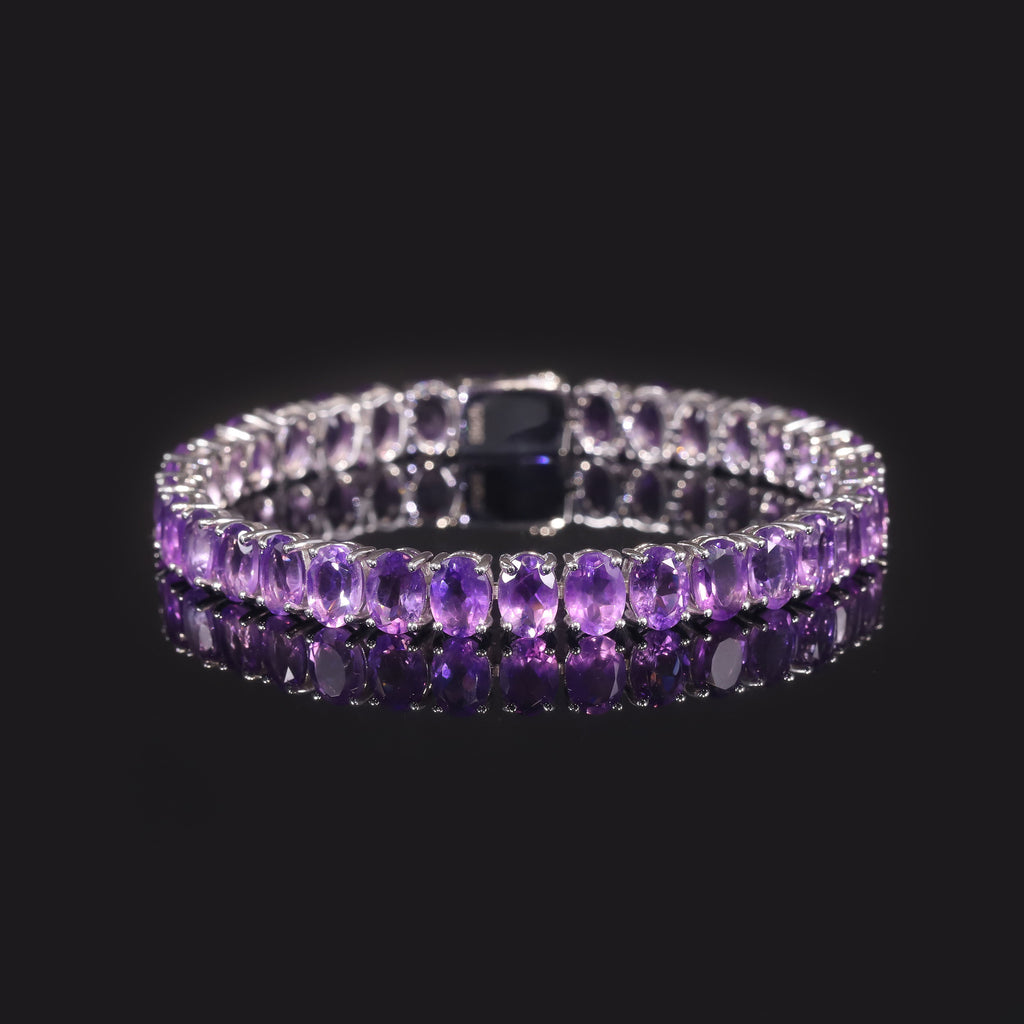 Amethyst Tennis Bracelet 925 Sterling Silver (side profile view)
