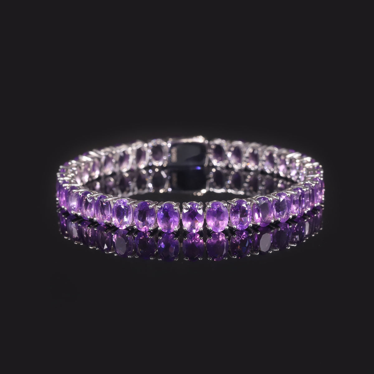 Amethyst Tennis Bracelet 925 Sterling Silver (side profile view)