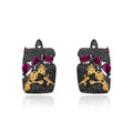 Rose Garnet Floral Earrings 925 Sterling Silver (wearing effect view)