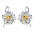 Topaz Plum Blossom Earrings 925 Sterling Silver (design detail close-up)