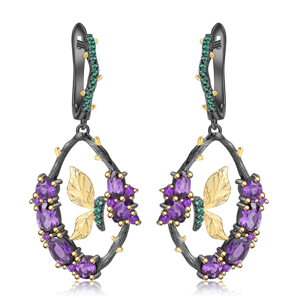 Natural Gemstone Butterfly Earrings 925 Sterling Silver