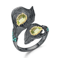 Multicolor Natural Gemstones Nature-Inspired Adjustable Ring 925 Sterling Silver